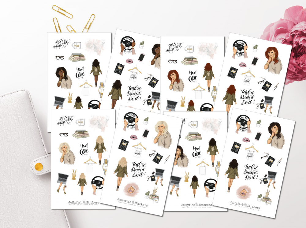 Mädchen Girlboss Sticker Set